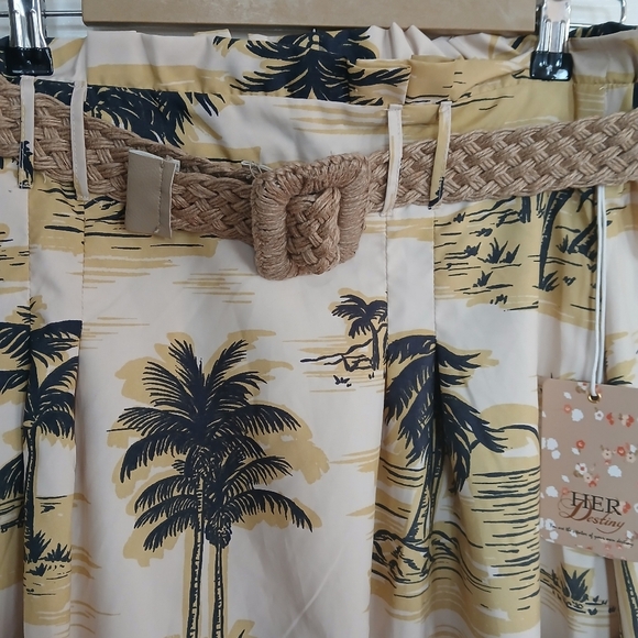 Her Destiny tropical beach belted skirt size L NWT coastal grandma resort cruise - Picture 4 of 8